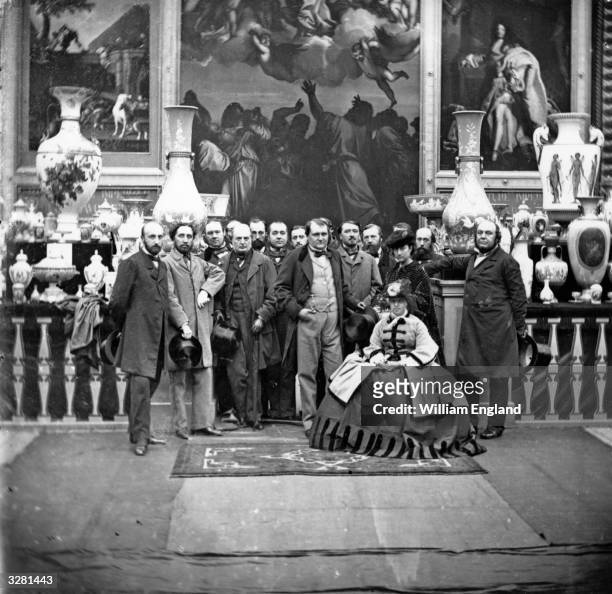 Prince Napoleon Joseph Charles Paul Bonaparte , with his wife Princess Clothilda at the International Exhibition. They are standing in front of...