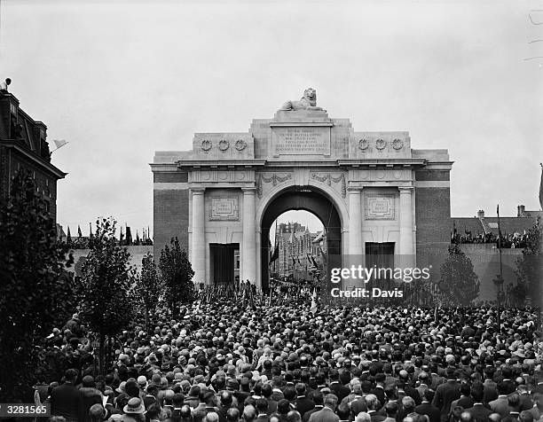 Great march of peace to a ceremony of remembrance taking place at the Menin Gate, Ypres. The Prince of Wales led 11,000 British Legion War Pilgrims...