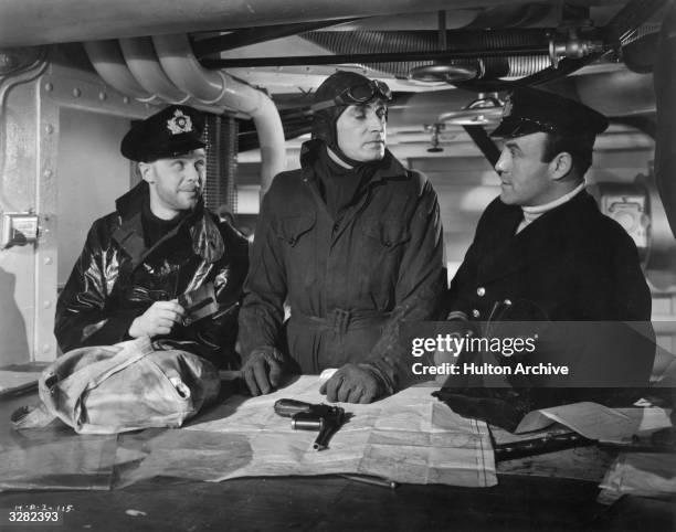 British actor Marius Goring appears in a scene from 'The Spy In Black', an espionage film set in the Orkneys in 1917 and released in America under...