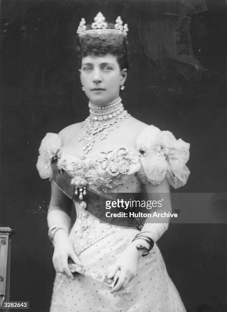 Queen Alexandra, , queen-consort of British monarch Edward VII, whom she married in 1863. Their reign was from 1901 to 1910.