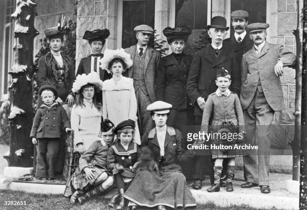 Royal family gathering at Mar Lodge in Scotland. Back row, from left, Queen Alexandra, Louise Duchess of Fife, Duke of Fife, The Hon. Charlotte...