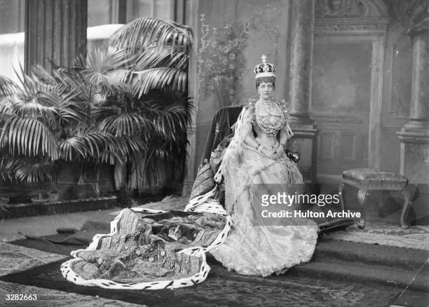 Queen Alexandra, , queen-consort of British monarch Edward VII, , on her coronation day in London.