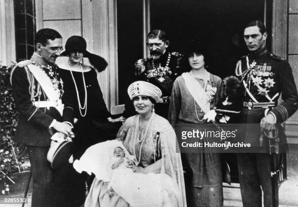 The christening of Crown Prince Peter of Serbia . Attending are King Alexander Karadjordjevic of Serbia , Queen Eliza of Greece, Queen Marie of...