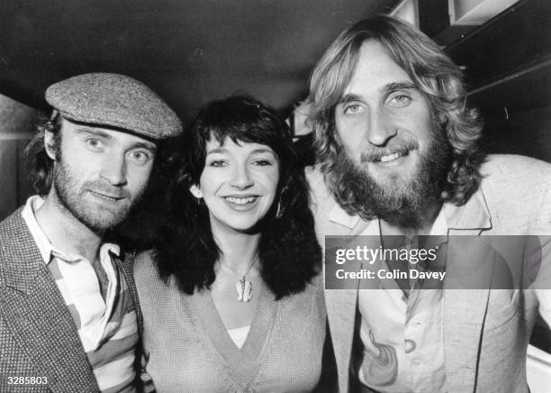 Melody Maker Pop Awards 1980. Best drummer, Phil Collins of Genesis, best female singer, Kate Bush, and best bass guitarist, Mike Rutherford of...