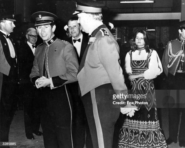 Charles, Prince of Wales and Lady Jane Wellesley, daughter of the Duke of Wellington, arriving at the final night of the Royal Tournament in Earl's...