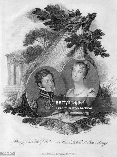 Princess Charlotte Augusta , princess of Great Britain, daughter of King George IV, pictured with Prince Leopold of Saxe-Coburg, , future King...