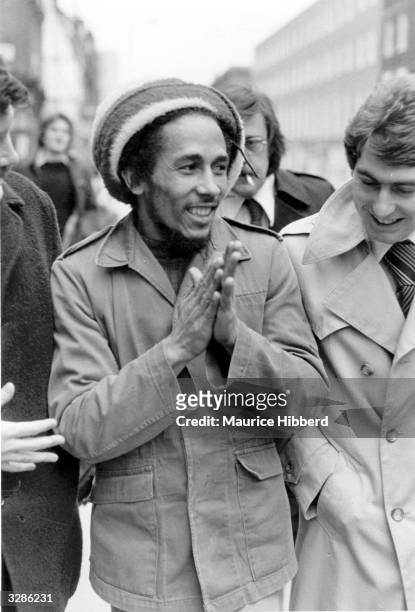 Reggae star, singer-songwriter Bob Marley outside Marylebone Magistrates Court in London, where he was fined for possession of cannabis.
