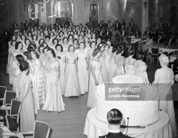 Ninety debutantes at Queen Charlotte's Birthday Ball at the Grosvenor House Hotel, Park Lane, London.