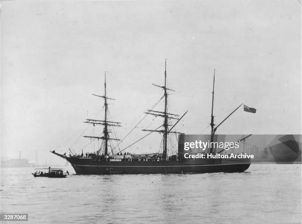 Robert Falcon Scott's ship SS Discovery, the vessel that took him on his first expedition to the Antarctic in 1901-4.