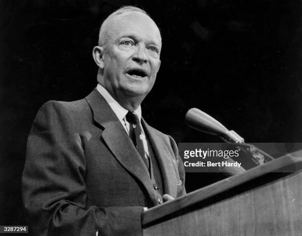 Dwight D Eisenhower the 34th President of the United States of America. Original Publication: Picture Post - 8718 - They Still Like Ike - pub. 1956