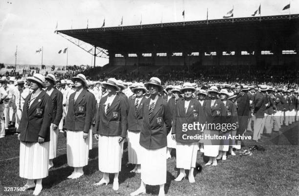 The women of the Great Britain team at the opening ceremony of the Olympic Games, Paris, 4th May 1924.