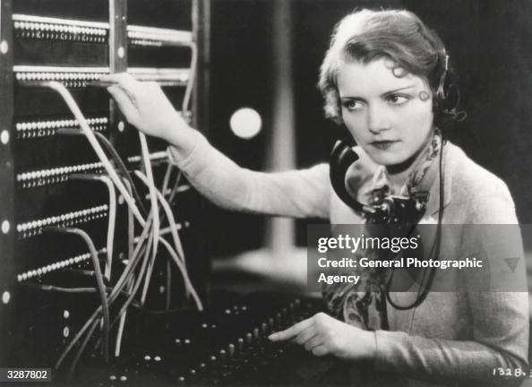 Paramount film star Peggy Shannon as a telephone switchboard operator ...