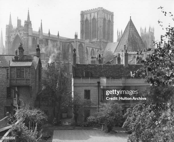 View of York Minster cathedral and the old Rectory House.