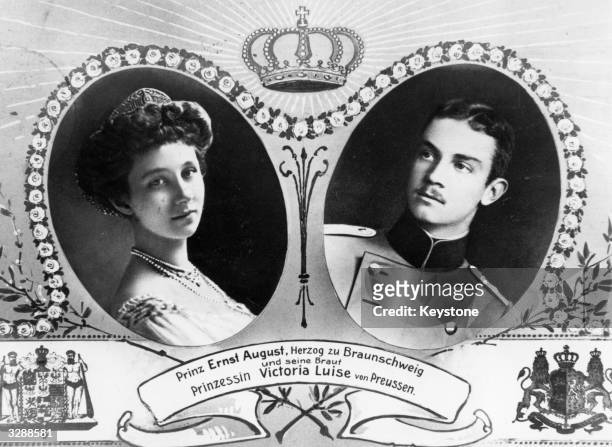Souvenir of the wedding of Prince Ernst Augustus of Brunswick-Luneburg and Princess Victoria Louise of Prussia (1892 - 1980, the only daughter of...