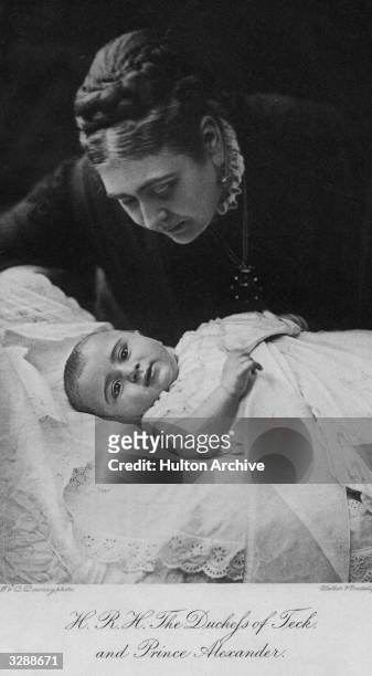 Princess Mary Adelaide Wilhelmina Elizabeth, , Duchess of Teck, born Princess Mary Adelaide of Cambridge, with her son Prince Alexander George of...