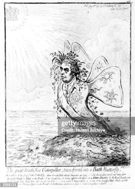 Satire on the Investiture of the British naturalist, Sir Joseph Banks , with the Order of the New Bath Butterfly, published by H Humphrey.