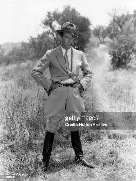 David Manners, the Hollywood actor, signed by First Nationa in riding gear, He has appeared in two films, 'Kismet' and 'Mothers Cry'