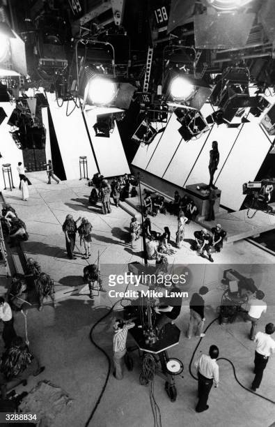 The filming of the television programme 'Agamemnon' in studio one at the BBC television centre, London.
