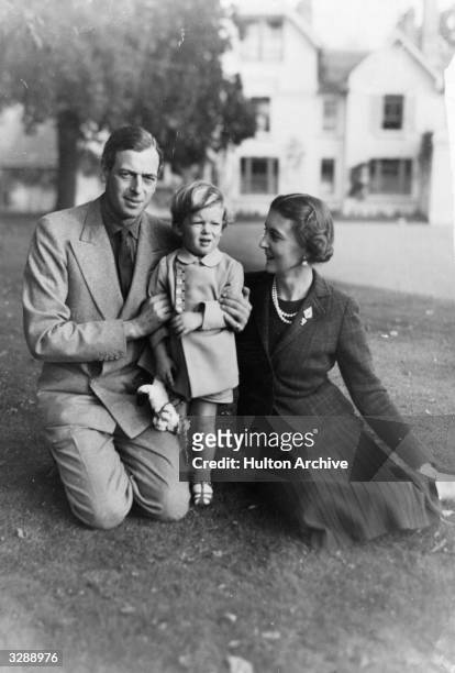 The Duke of Kent , with his wife and son, Prince Edward in the garden of his country home, 'Coppins' in Iver, Buckinghamshire.