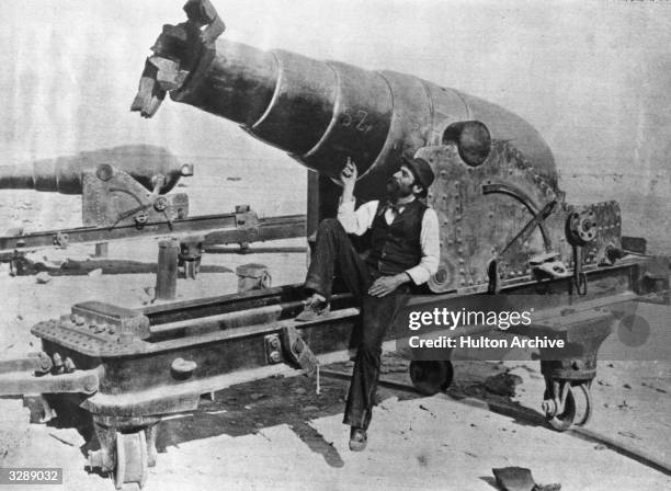 An Egyptian cannon which suffered a direct hit on the muzzle at Fort Pharos, in the Anglo-French bombardment of Alexandria during the Anglo-Egyptian...