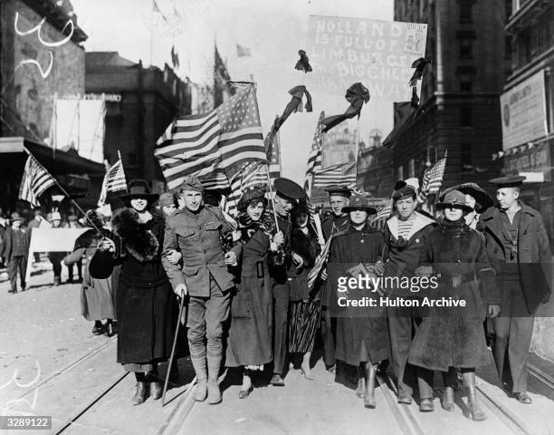 Peace celebrations in the USA following the end of the First World War, November 1918.