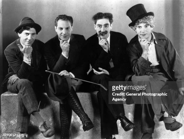 The Marx Brothers, sons of German immigrants to New York. From left, Leonard or Chico , Herbert or Zeppo , Julius Henry or Groucho and Adolf or Harpo...
