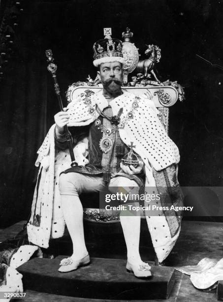 The wax figure of King George V destroyed by a fire at Madame Tussaud's at Baker Street, London.