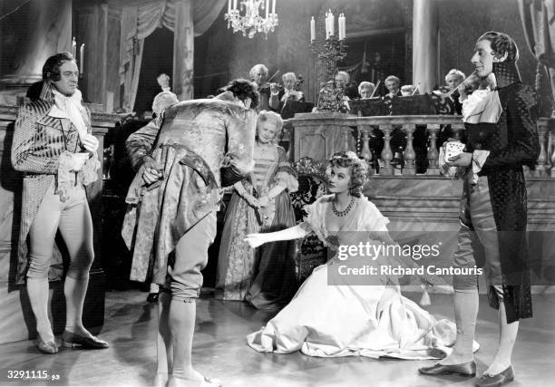 David Niven , Margaret Leighton , David Hutcheson and Jack Hawkins feature in 'The Elusive Pimpernel', an expensive film version of Baroness Orczy's...