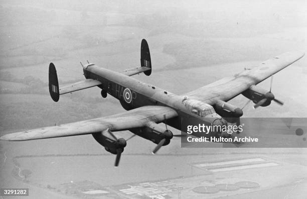 The commemorative flight of a Lancaster Bomber, carrying members of the original 617 squadron from Biggin Hill to Lincolnshire to mark the...
