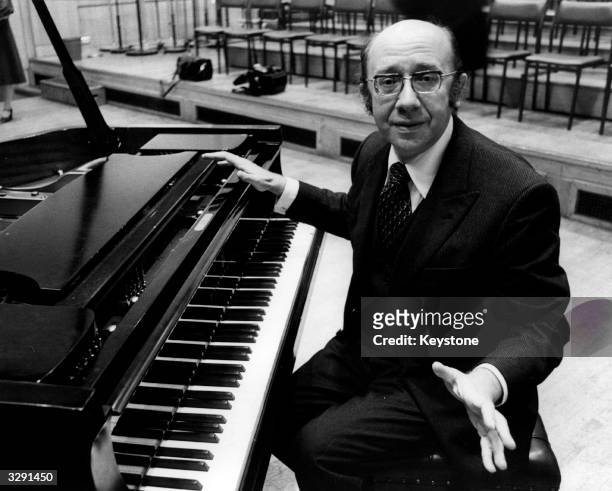 Gennadi Rozhdestvensky, the BBC Symphony Orchestra conductor seated at the piano.