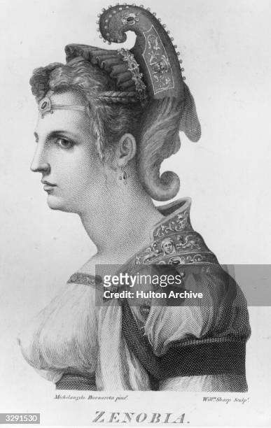 Zenobia, Queen of Palmyra who died in 273. Original Artwork: Engraved in 1799 by William Sharp after a drawing by Michelangelo in the collection of...