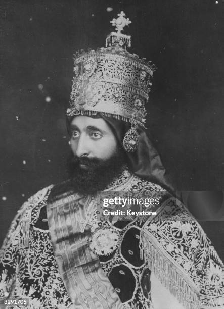 Emperor of Ethiopia Haile Selassie I , originally Prince Ras Tafari Makonnen, in full coronation regalia.