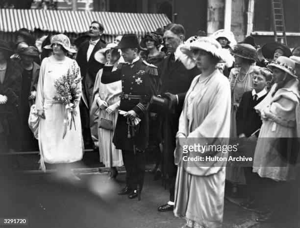 The Marquess of Milford Haven, Henry Lascelles , the Earl of Harewood, his wife Mary, Princess Royal, and the Countess of Harewood, attend the...