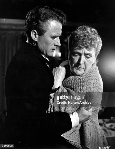 Cyril Cusack embraces Sybil Thorndike , who plays his mother in 'Gone To Earth' aka 'The Wild Heart', a film about a Shropshire lass who catches the...