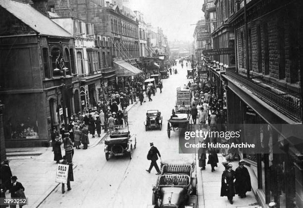 Busy street in Harrogate, Yorkshire.