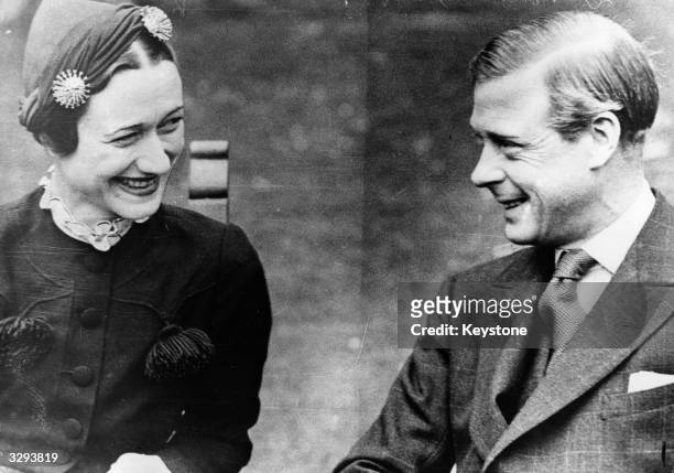 The Duchess of Windsor, as Mrs Wallis Warfield Simpson , and the Duke of Windsor at the Chateau de Conde, near Tours, shortly before their wedding....