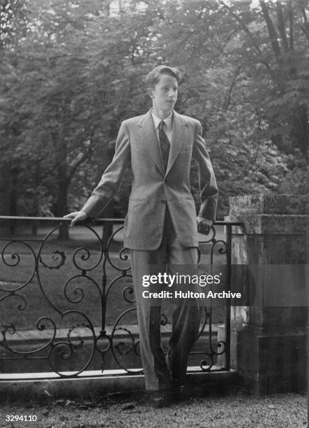 King Baudouin I of Belgium, , as Prince Baudouin at Pregny, Geneva. He became King in July 1951.