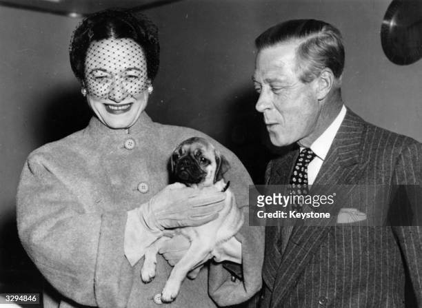 The Duchess of Windsor, , born Bessie Wallis Warfield in Pennsylvania, with her husband the Duke of Windsor, , in New York. The Duchess is carrying...
