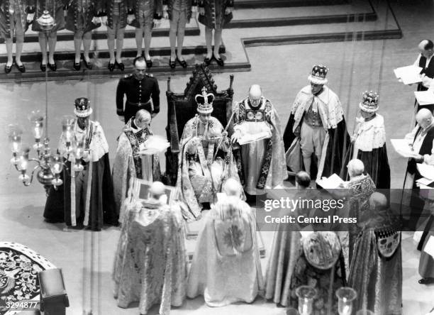 The coronation ceremony of King George VI, , in Westminster Abbey, London.
