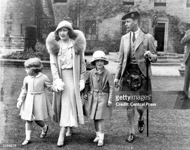 Future King and Queen, George, Duke of York and Elizabeth, Duchess of York , with their daughters, Princesses Elizabeth and niece Diana, at Glamis...
