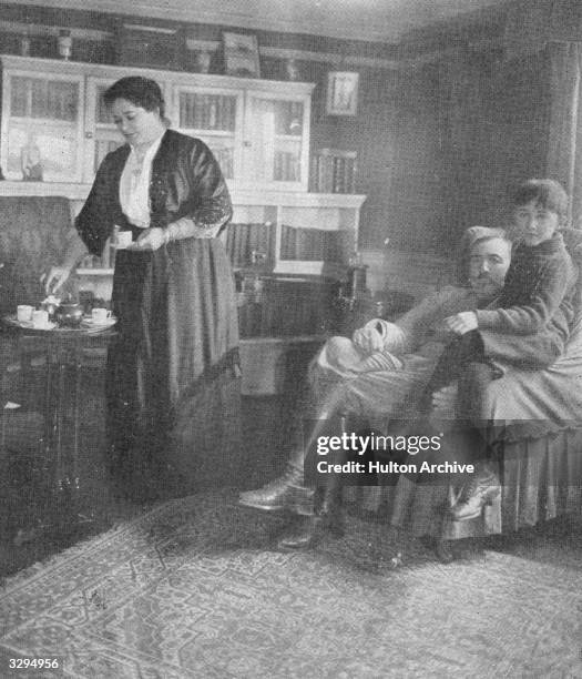 Polish-born British novelist Joseph Conrad with his wife and son.