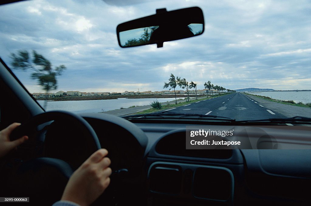 Interior of Car on Road