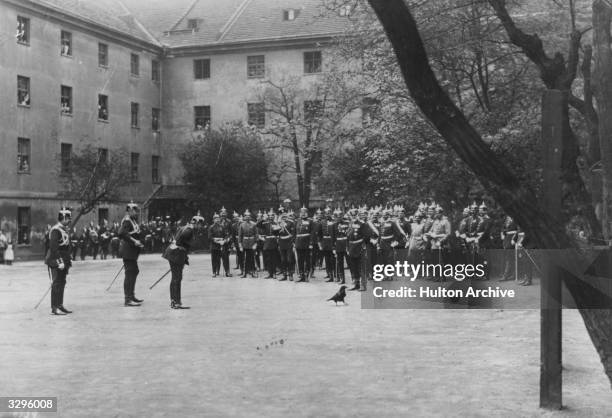 Wilhelm II , Emperor of Germany from 1888, the son of Frederick III and Victoria, daughter of the Queen of England, Victoria, addressing his generals...