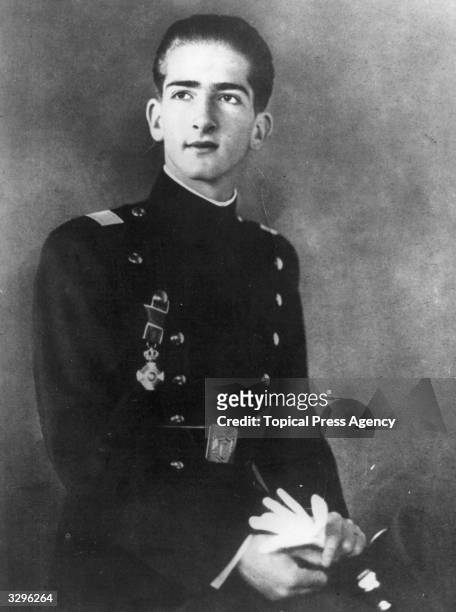Portrait of the young King Peter of Yugoslavia , as a scholar of the Military Academy.