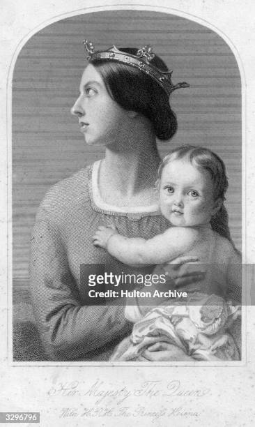 Queen Victoria , with Princess Helena Augusta Victoria , later wife of Prince Christian of Schleswig-Holstein.