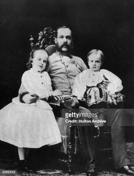 Emperor Franz Joseph of Austria with his children, Crown Prince Rudolph and Princess Griselda.