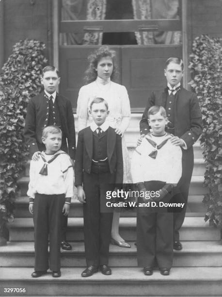 The six children of King George V and Queen Mary. From top left: Prince Albert, later King George VI Princess Mary, later the Princess Royal , Prince...