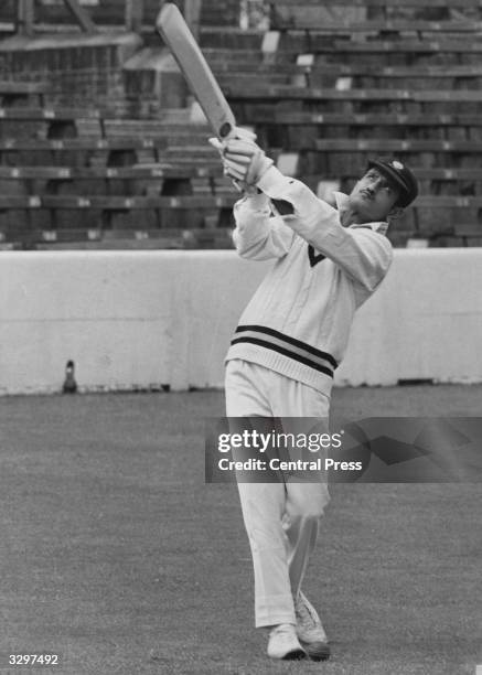 Indian skipper Ajit Wadekar bats at the Oval.