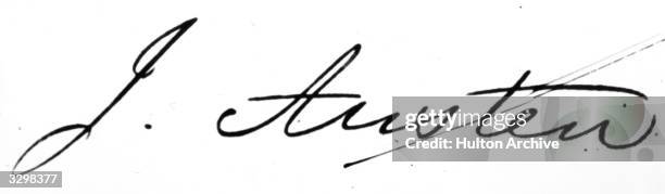 The signature of English novelist Jane Austen