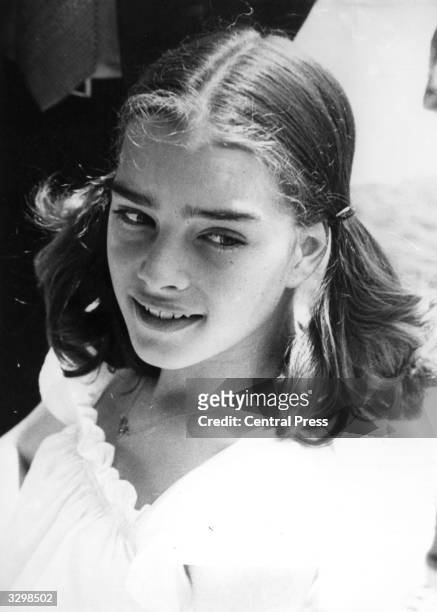 Brooke Shields , the film actress who starred in the film 'Pretty Baby' at the age of 12.